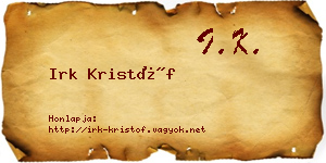 Irk Kristóf névjegykártya